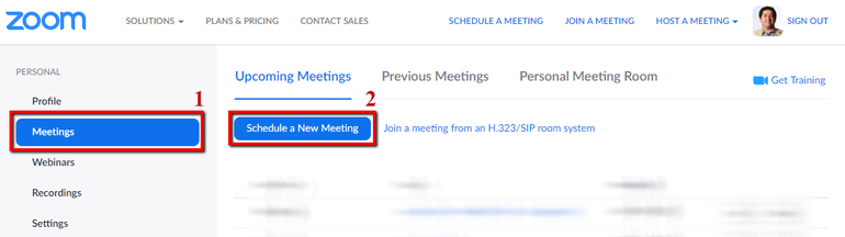 Zoom schedule a new meeting i nettleser