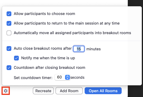 Options i Breakout Rooms