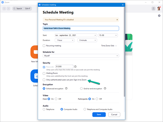Zoom schedule meeting